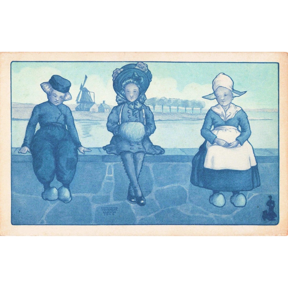 1903 Katharine Pyle Walk-Over Shoes Antique Advertising Postcard Dutch Children